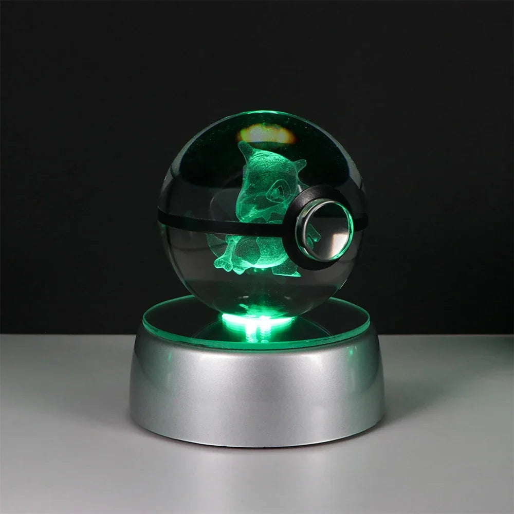 Pokemon Crystal Ball Pikachu Gengar Eevee Mewtwo Lacario Anime Game Pokeball Led Night Light Base Kids Birthday Gift Home Decor Beauty World Shop