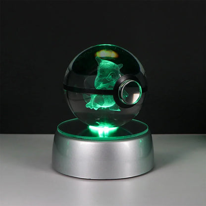 Pokemon Crystal Ball Pikachu Gengar Eevee Mewtwo Lacario Anime Game Pokeball Led Night Light Base Kids Birthday Gift Home Decor Beauty World Shop