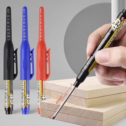 45mm Waterproof Deep Hole Marker Pens Long Nib Head Carpenter Pen Black/Blue/Red Ink for Multi-Purpose Woodworking Hand Tools Beauty World Shop