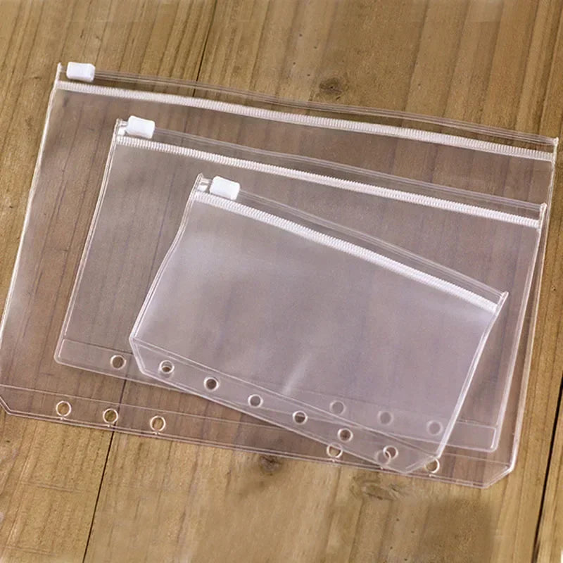 10Pcs  A5 A6 A7 Binder Pocket Binder Zipper Folders for 6 Ring Notebook Divider Page Waterproof PVC Leaf Document Filing Bag Beauty World Shop