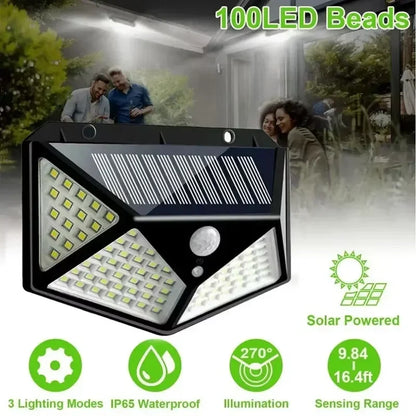1/2/4/6Pcs 100 LED Wall Lights Outdoor Solar Lamp PIR Motion Sensor Solar Powered Sunlight Street Light for Garden Decoration Beauty World Shop