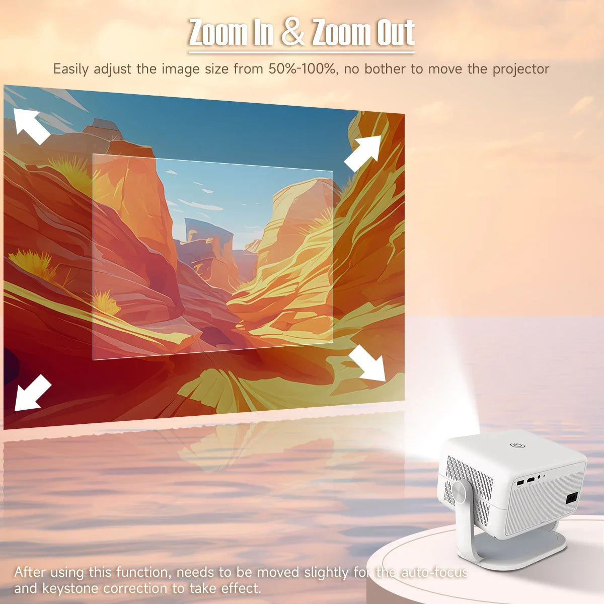 Magcubic L018 650ANSI 1080P Native Projector, 360° Rotation, Auto Focus & 6D Keystone, Android 14 WiFi6 BT5.4 8K Decoding Portable Beauty World Shop