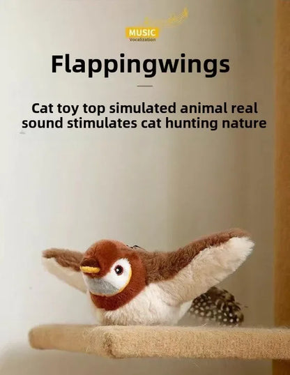 Hot Cat Interactive Toys Catnip Electric Pat Bird (with Catnip) Dog Cats Touch-Activated Squeaky Plush Toy Pet USB Rechargeable Beauty World Shop