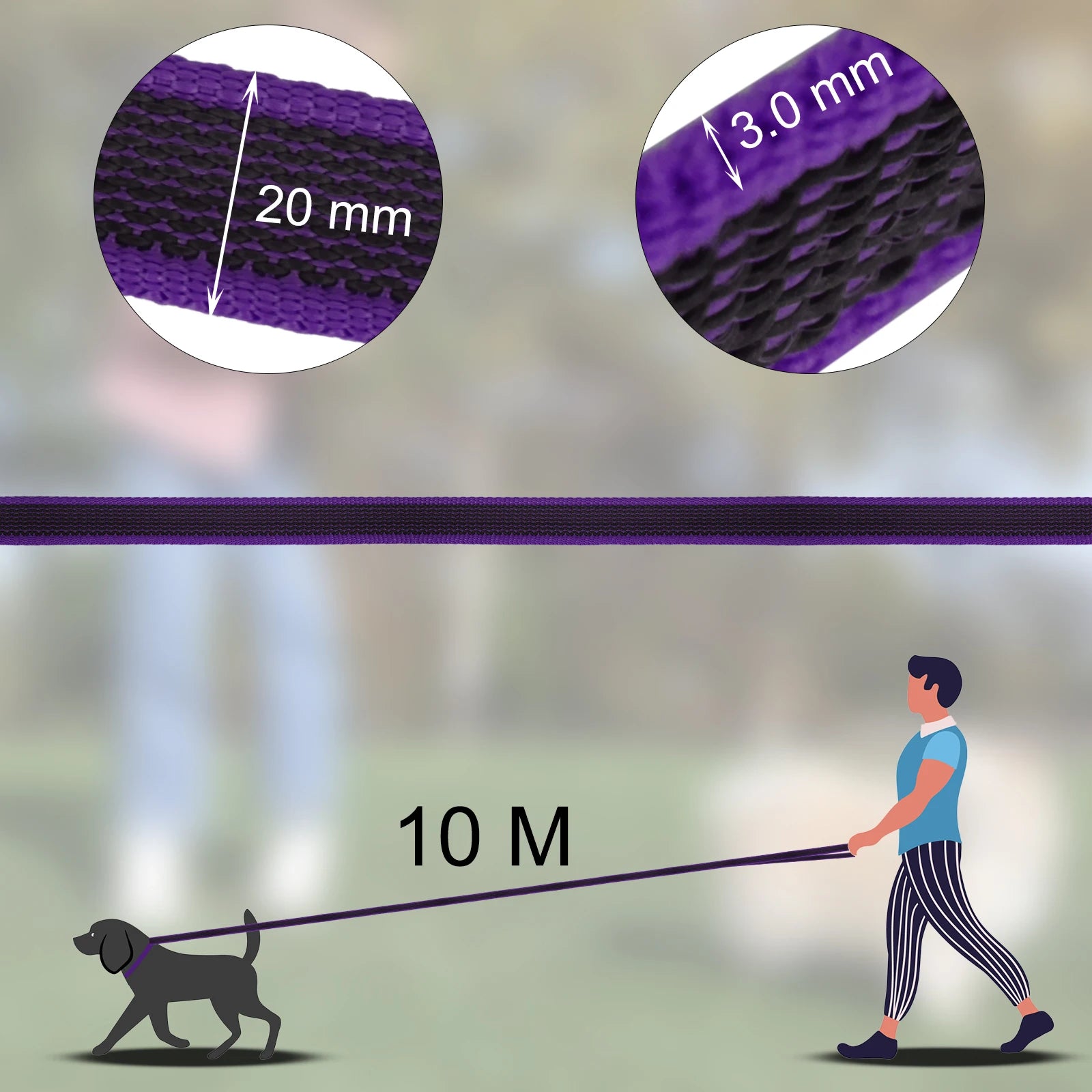 1.5M/2M/5M/3M/15M Medium small Long Dog Leash Latex Silk Easy and Convenient Training Big Dual color dog leash 10 meters Beauty World Shop