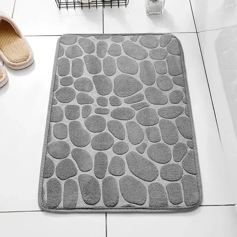 1pc embossed fiber carpet, bathroom living room anti slip mat, pebble floor mat, household items Beauty World Shop