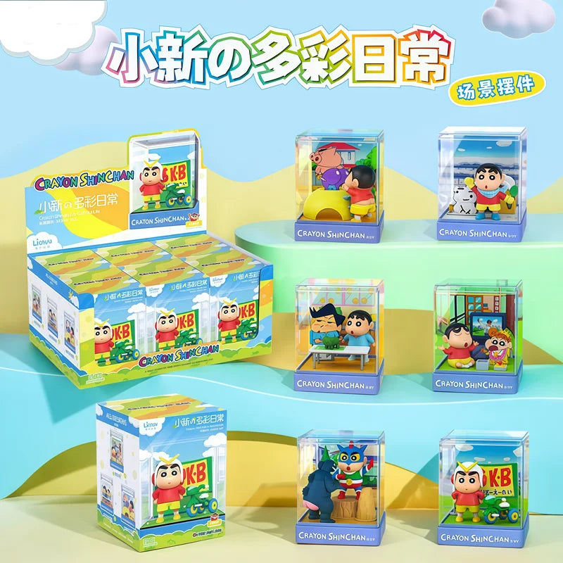 Crayon Shin-Chan Action Kamen‌ Kazama Tōru Bochan Anime Figure Model Doll Colorful Daily Iife Micro Scene Blind Box Toys Gifts Beauty World Shop