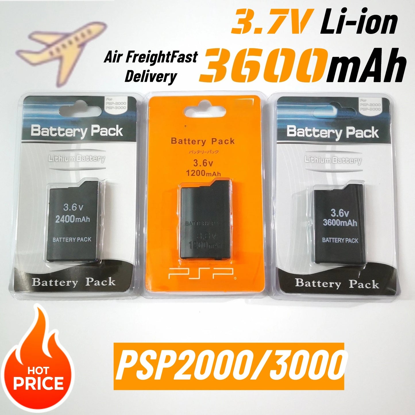 3600mAh for SONY PSP2000 Handheld Game Console Backup Battery Pack 2400mAh for SONY PS Lite PSP-2000 PSP-3000 PSP-3004 Batteries