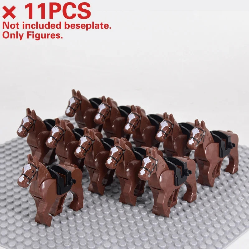 Medieval Military Sets Cavalry Figures War Horse Animals Building Blocks Parts Knight Weapons Accessories Toys for kids gifts Beauty World Shop