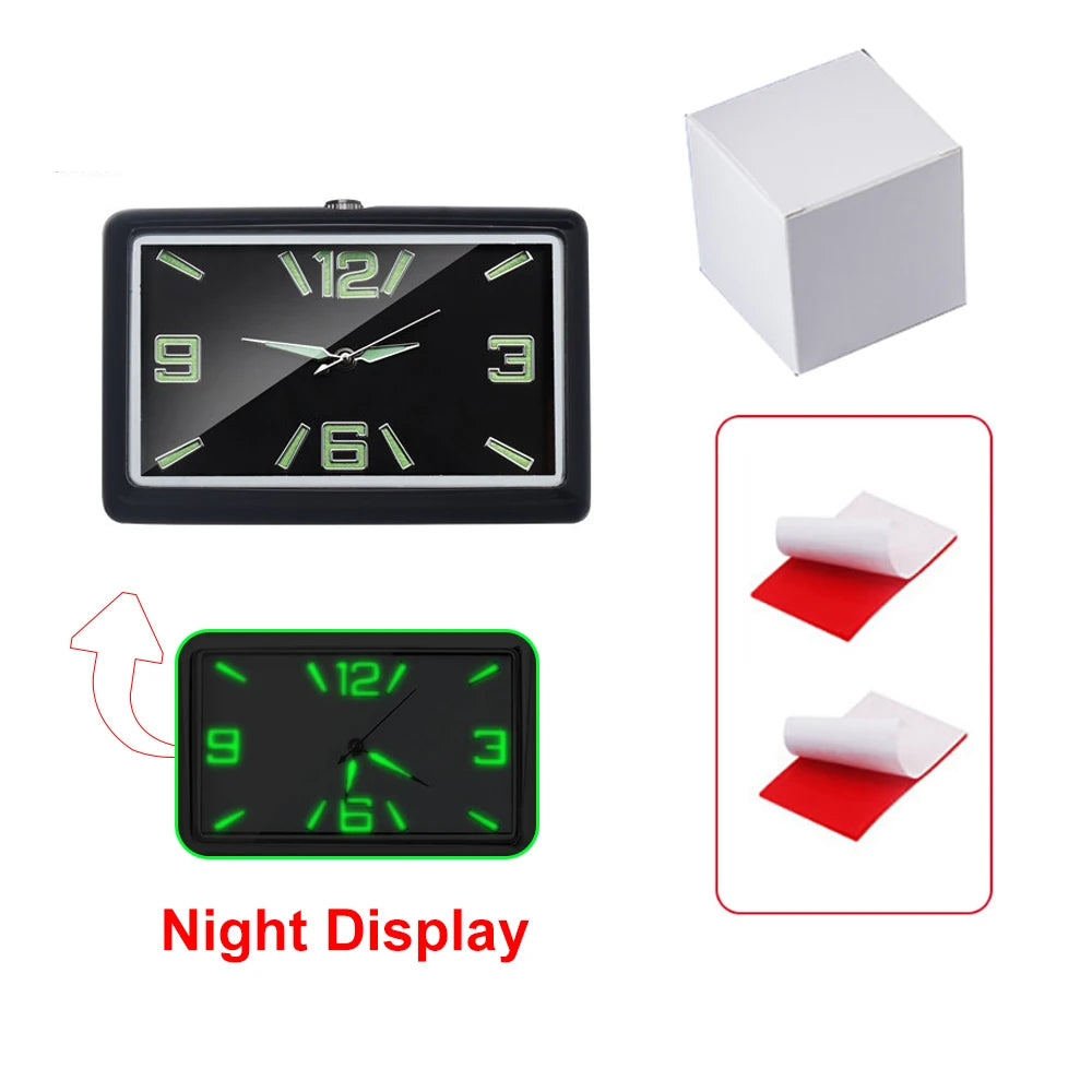 Auto Fashion Square Watch Car Clock Interior Decoration Self-adhesive Electronic Vent Clip Watch Automobile Quartz Clock Beauty World Shop