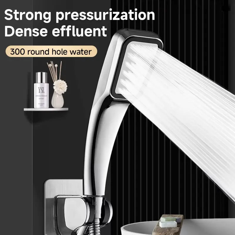 300 Holes Pressurized Showerhead Hand Hold Square Shower Head Water Saving Rainfall Spray Nozzle Bathroom Accessories Beauty World Shop