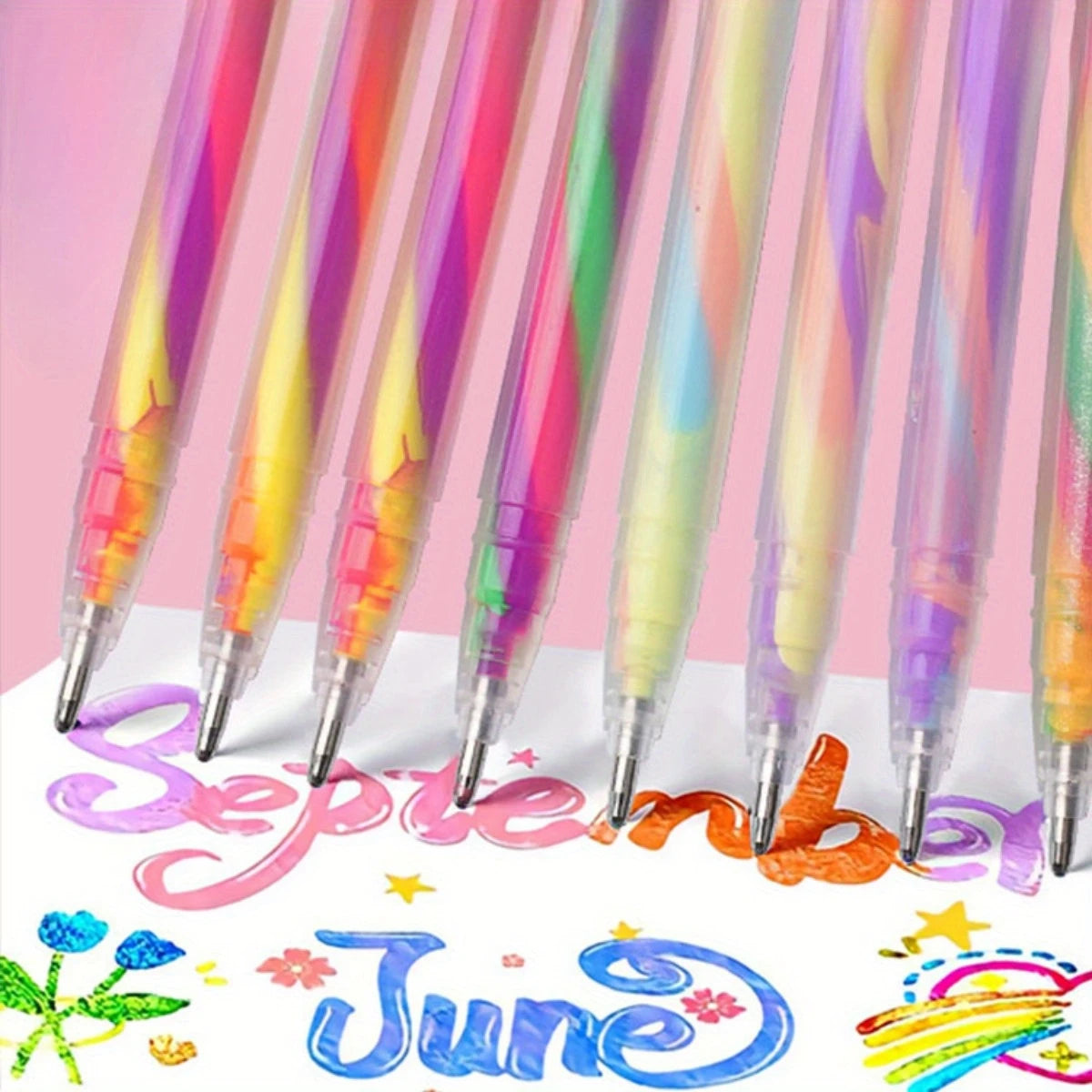 6pcs Glitter Gel Highlighter Pens Set - 1.2mm Vibrant Colors, Smooth Writing, Perfect for Journals, DIY Crafts, Greeting Cards, Beauty World Shop