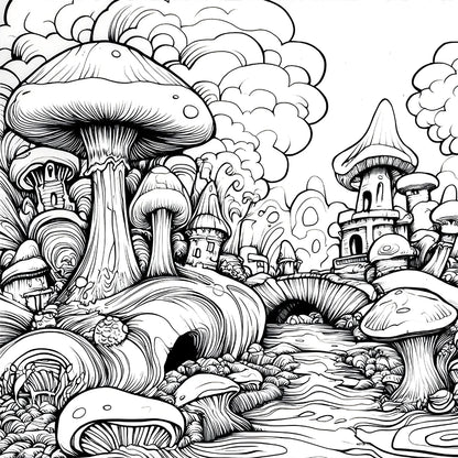 Mushroom World Colouring Book Adult Picture Book Original Design Beauty World Shop
