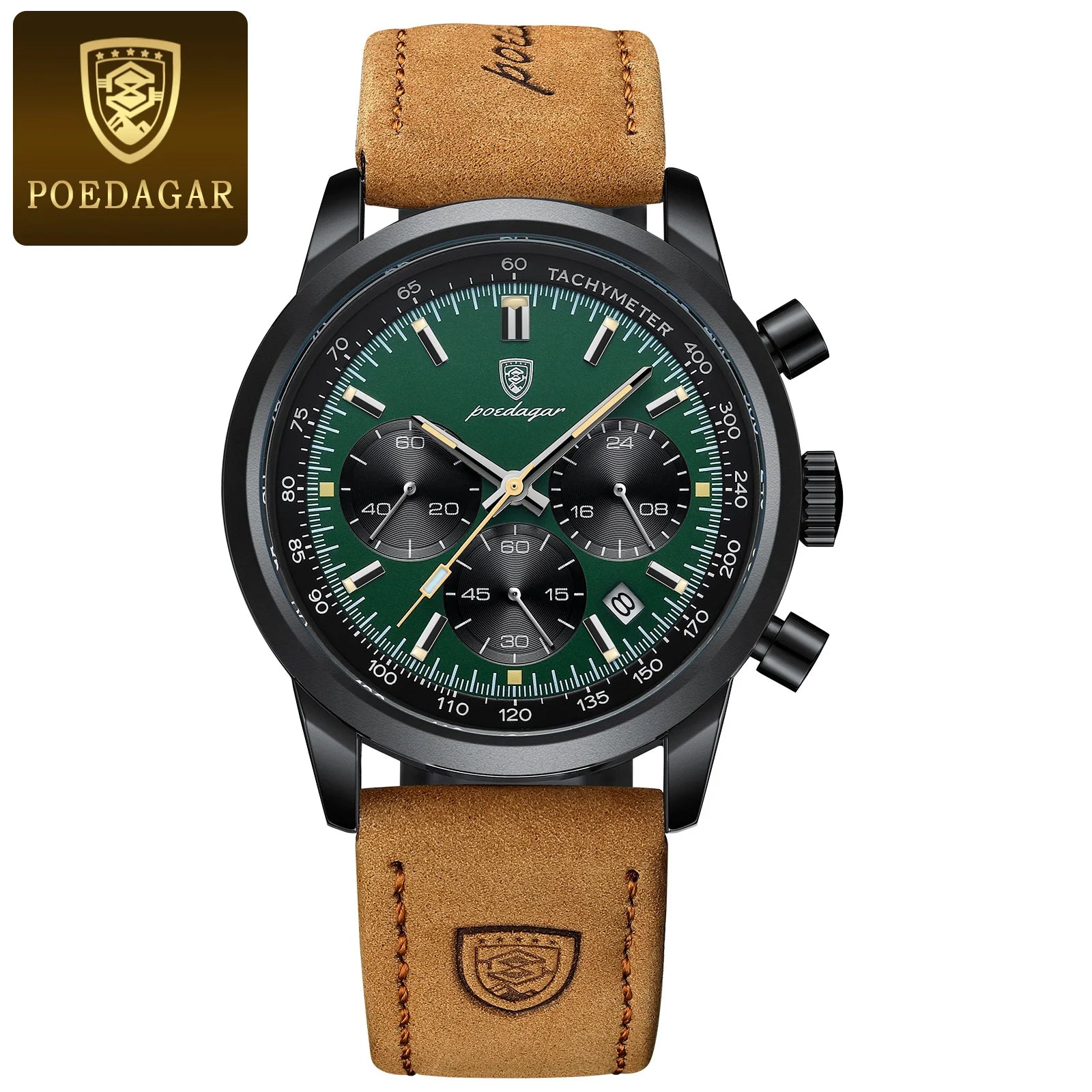 POEDAGAR Top Brand Men's Quartz Watch Waterproof Luminous Chronograph Military Man Watch Luxury Fashion Leather Watches For Men Beauty World Shop