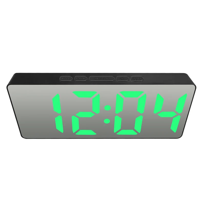 Curved Screen Clock Digital Led Alarm Clock with Temperature Display Large Mirror Clock Snooze Bedside Table Clock Room Decor Beauty World Shop