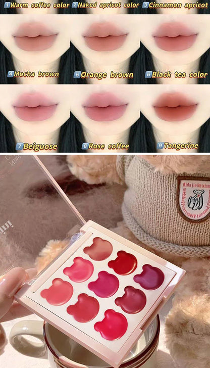 Cappuvini 9 Colors Velvet Lip Mousse - Matte & Natural Finish, Long-Lasting Non-Drying, Cute Bear Design for Youthful Look, Beauty Trend Shop
