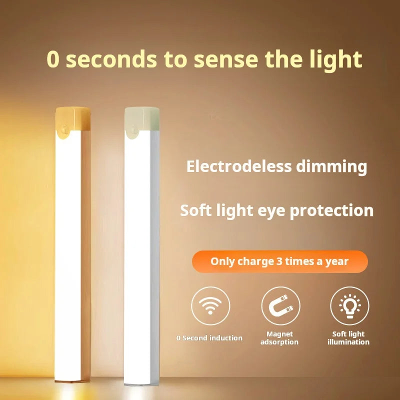 1pc Wireless Rechargeable LED Motion Sensor Cabinet Light - Ideal for Closet, Kitchen, Wardrobe, Stairs - Battery Operated Night Beauty World Shop