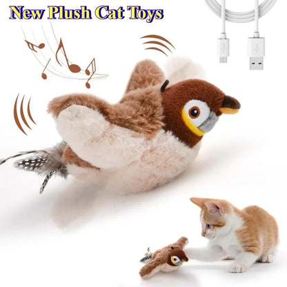 Hot Cat Interactive Toys Catnip Electric Pat Bird (with Catnip) Dog Cats Touch-Activated Squeaky Plush Toy Pet USB Rechargeable Beauty World Shop