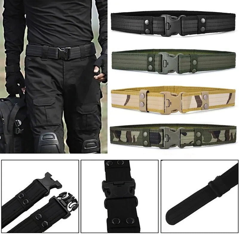 Men's Belt Outdoor Camouflage Tactical Belt Oxford Cloth Belt Mountaineering Belt Nylon Wide Waist Belt Work Belt Neutral Belts Beauty World Shop