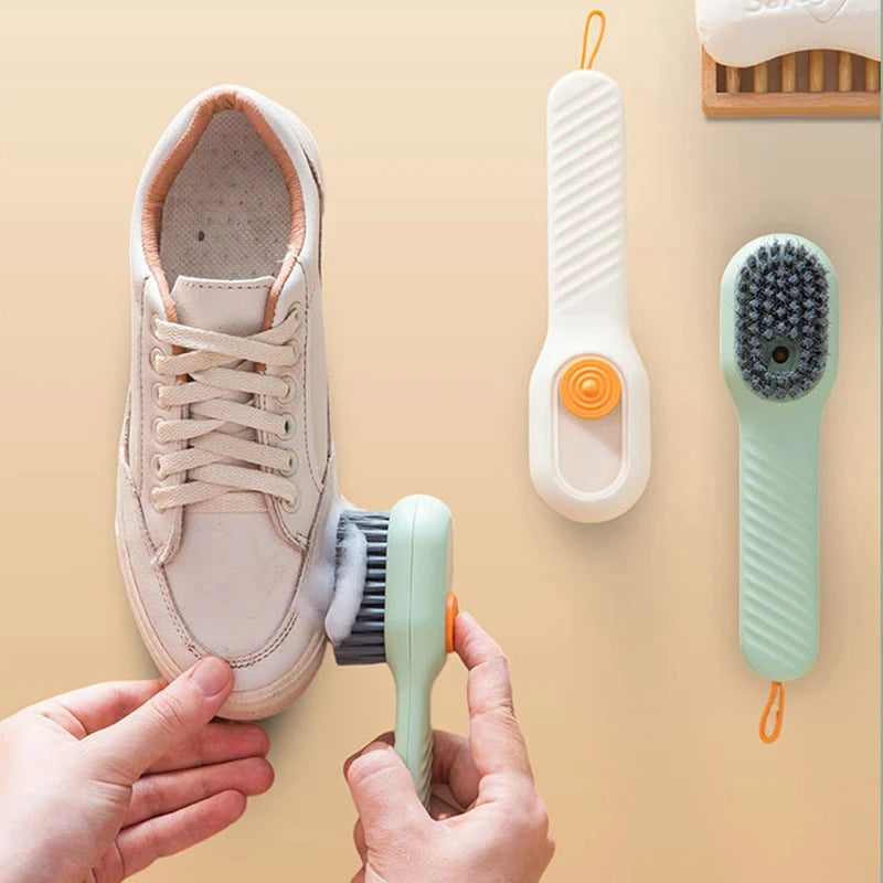 Automatic pressing liquid long handle shoe brush with soft bristles that do not damage shoes, laundry brush, cleaning tool Beauty World Shop