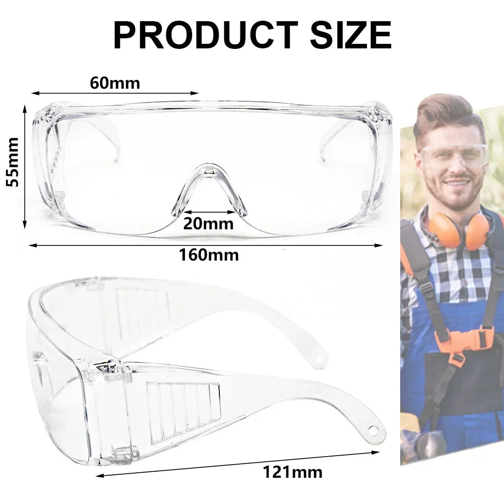 1pc Safety Transparent Glasses Anti Fog Goggles Vented Sides Shields PC Frame Spectacles for Riding Lab Labor Protection Beauty Trend Shop