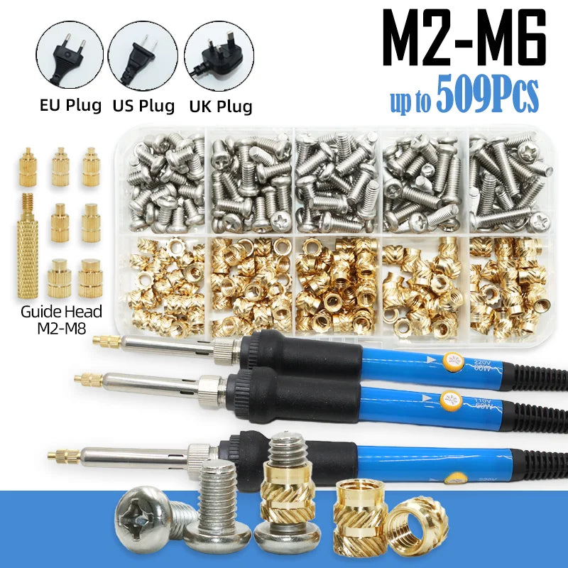 Heat Set Thread Brass Insert Nut and Bolt M2 M3 M4 Soldering Iron Tip Copper Insertion Nut Machine Screw Kit Inserts 3d Printer Beauty World Shop