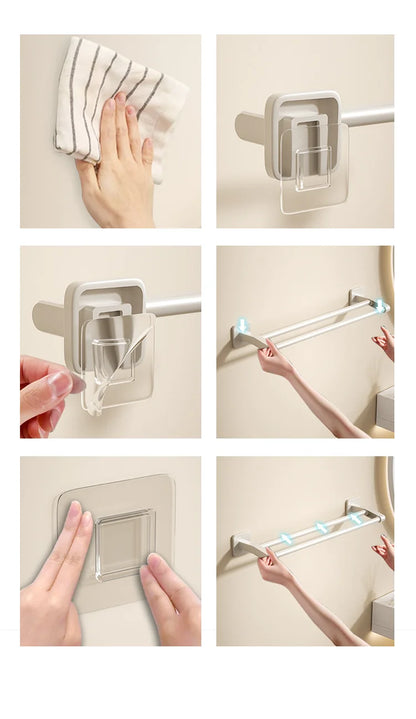Self-adhesive Home Bathroom Towel Rack Holder Without Drilling Wall Mount Towel Shelf Kitchen Bathroom Accessories Towel Hanger Beauty World Shop