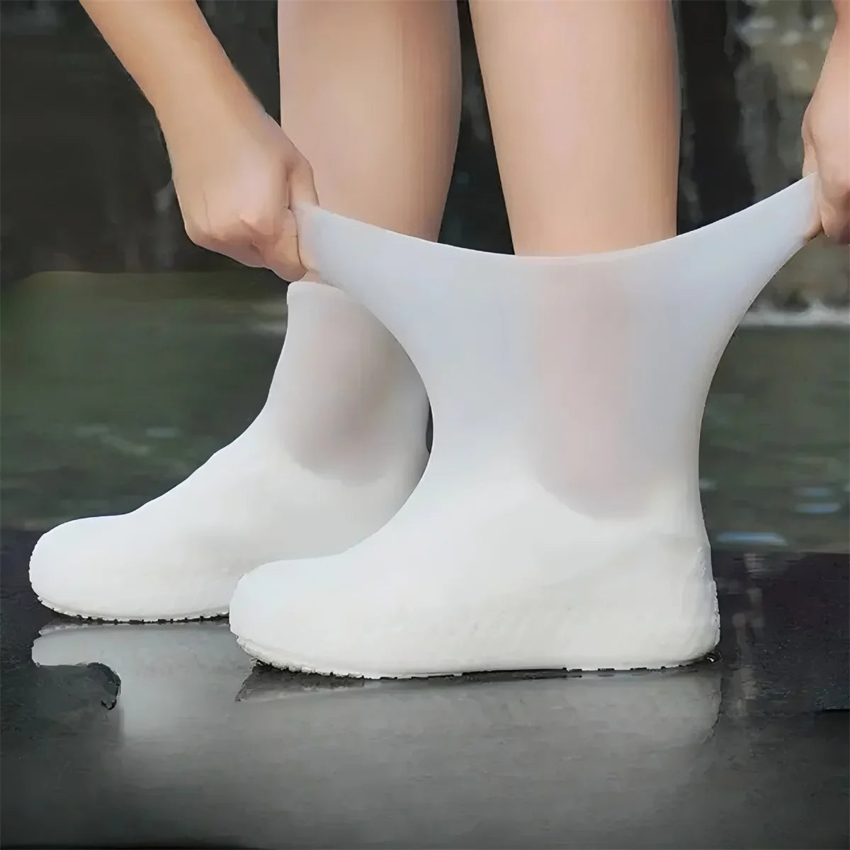 1 Pair Rubber Rain Boot Overshoes For Outdoor Use, Silicone Waterproof Shoe Covers, Rainy Day Shoe Cover, Reusable Non-Slip Rain Beauty Fashion