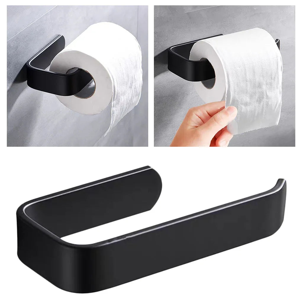 Bathroom Towel Holder White Without Drilling Bathroom Black Towel Rack Self-Adhesive Bathroom Towel Rack Towel  hand-towel rack Beauty World Shop