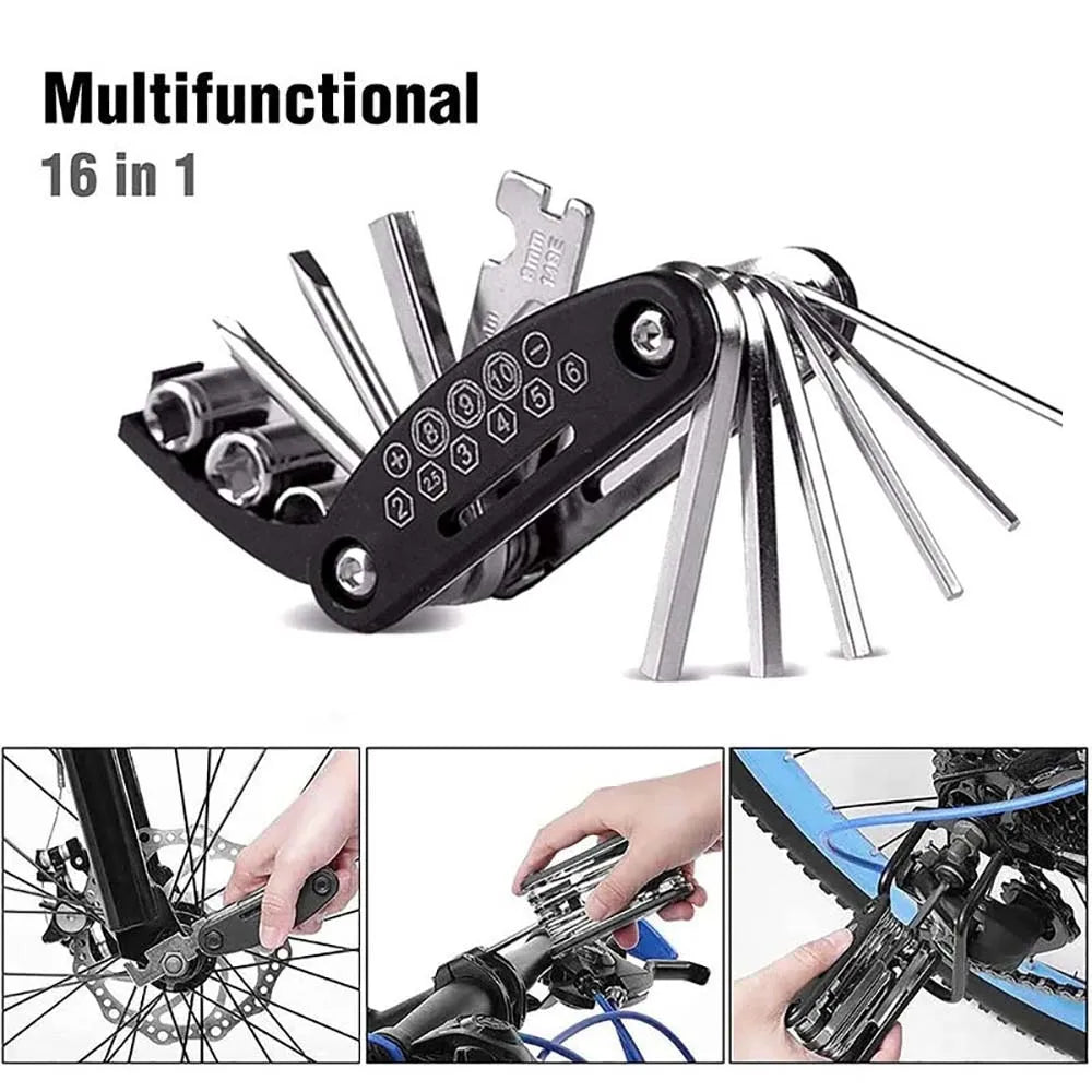 16 in 1 Portable Bicycle Repair Tools Kit Hex Wrench Nut Tire Screwdriver Motorcycle Bicycle Repair Tools Beauty World Shop