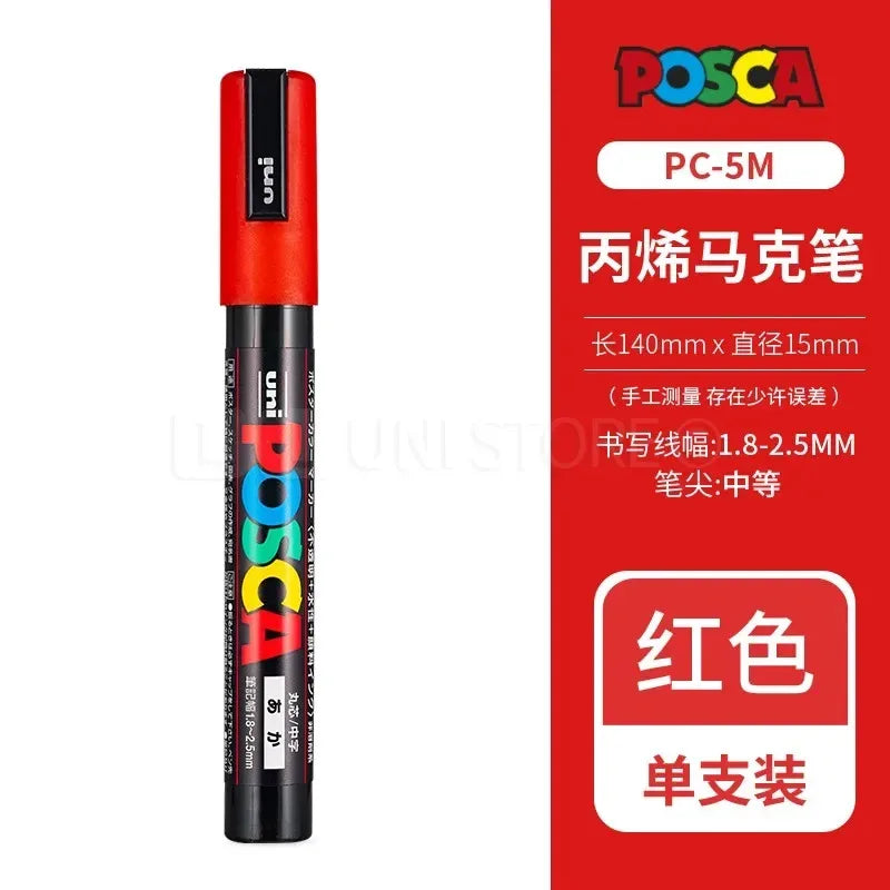 Uni Posca Full Marker PC-1M 3M 5M Multi-Colours Acrylic Permanente Rotulador Poster Graffiti Painting Pen For Fabric Rock Metal Beauty World Shop