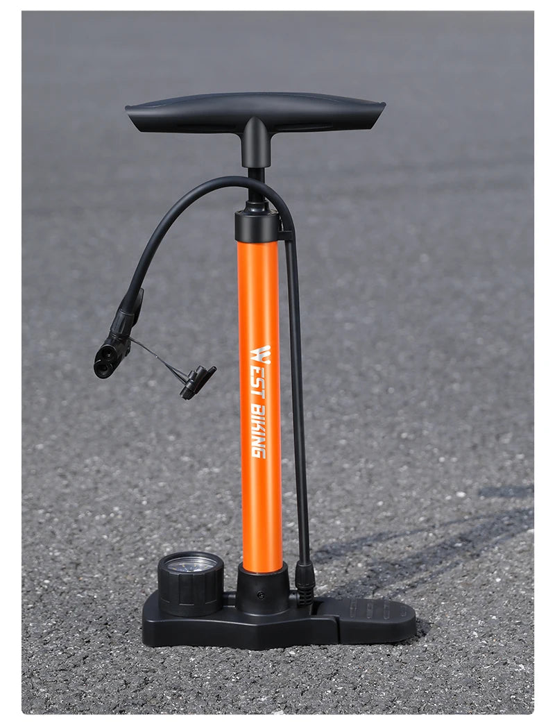 WEST BIKING 160PSI Bike Pump With Gauge Portable Stainless Steel Bike Pump Schrader Presta Valve Inflator Bike Accessories Beauty World Shop