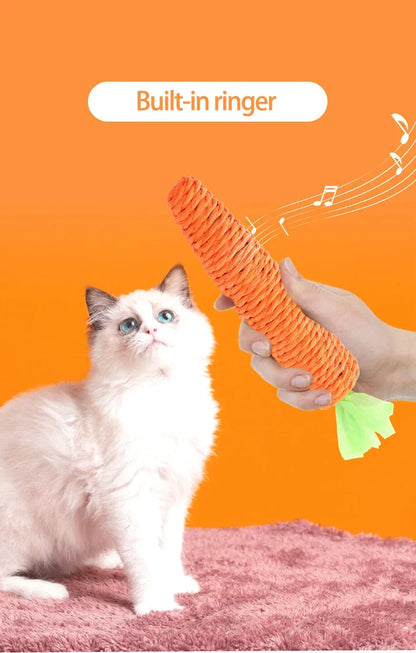 Cat Toy Carrot Sound Pet Products Bite Resistant Paper Rope Scratcher Clean Teeth Interactive Play Cat Carrot Chew Toy for Cat Beauty World Shop