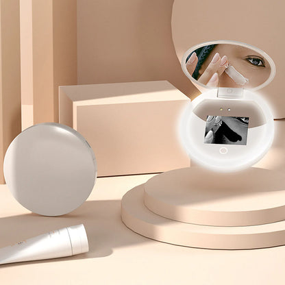 UV Mirror Sunscreen Testing Camera with Light 2X Magnification Travel Makeup 3.5in Pocket Size L Beauty World Shop