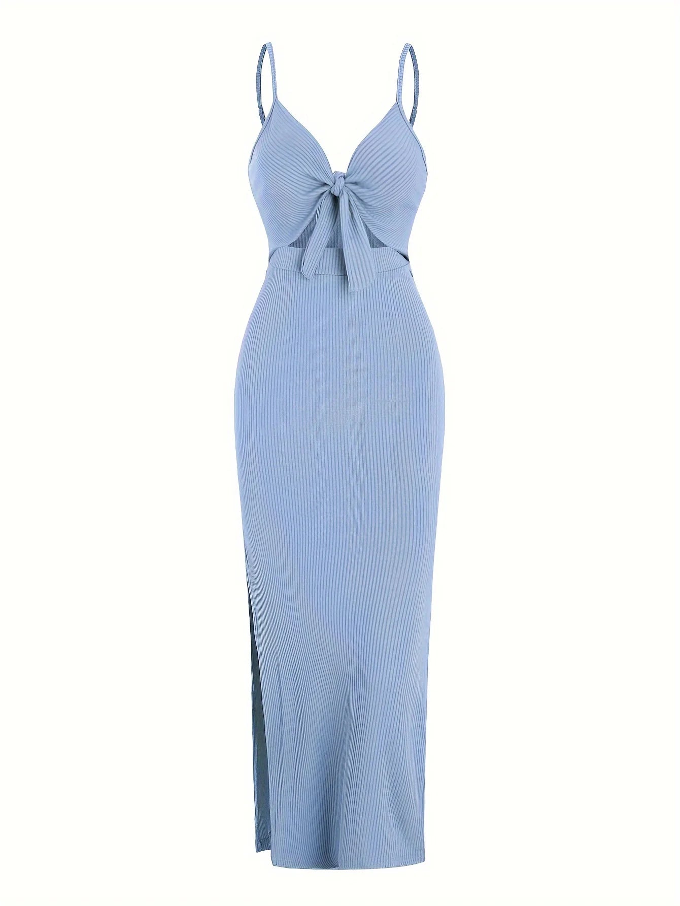 Europe and America knit simple sleeveless suspender dress in spring and summer, leaking back and sexy long skirt with neck. Beauty World Shop
