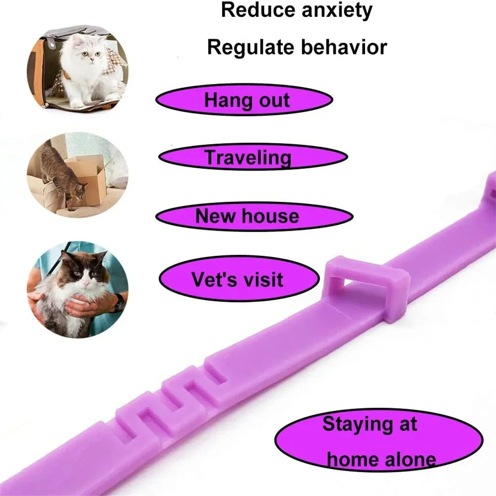 Pet Calming Collar For Cats Dogs Adjustable Anxiety Pheromone Reducing Pet Collar Lasting Natural Calm Relax Soothing Collars Beauty World Shop