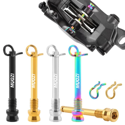 MUQZI 2pcs Titanium Bolts Bicycle Disc Brakes Caliper Lightweight Mounting Screws Road MTB Disc Brake Pad Bolts with Fixing Clip Beauty World Shop