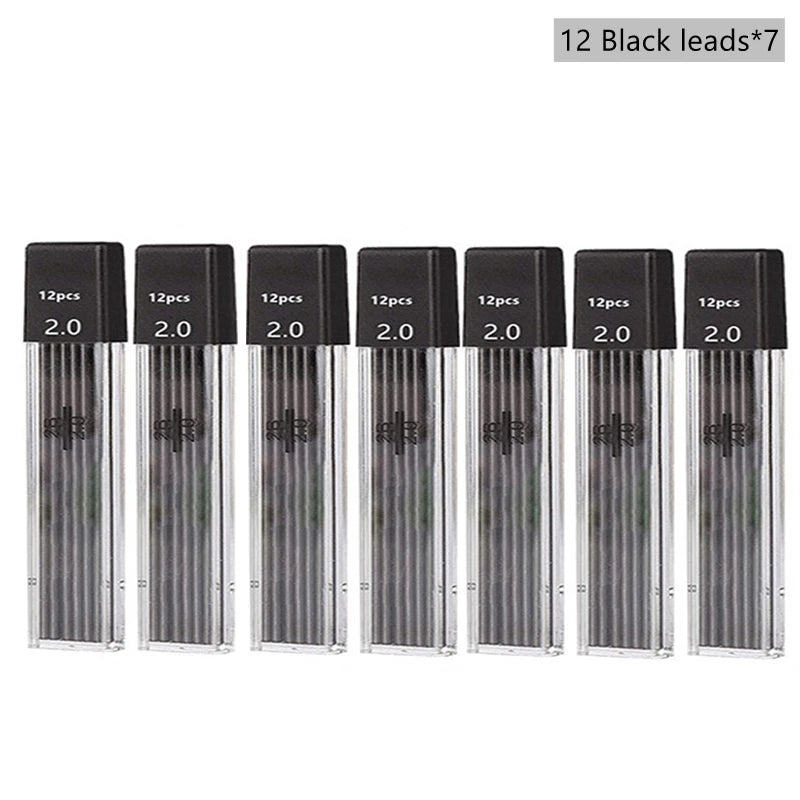 Mechanical Pencil Set 2.0 mm with 2B Black/Colors Lead Refill For Writing Sketching Art Drawing Painting School Automatic Pencil Beauty World Shop