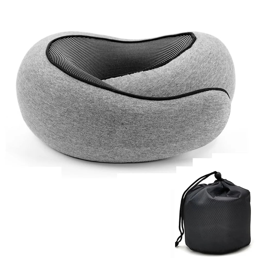Travel Neck Pillow Memory Foam U-shaped Pillow Snail Style Travel Neck Support Portable Adjustable Soft Noon Break Sleep Pillows Beauty World Shop