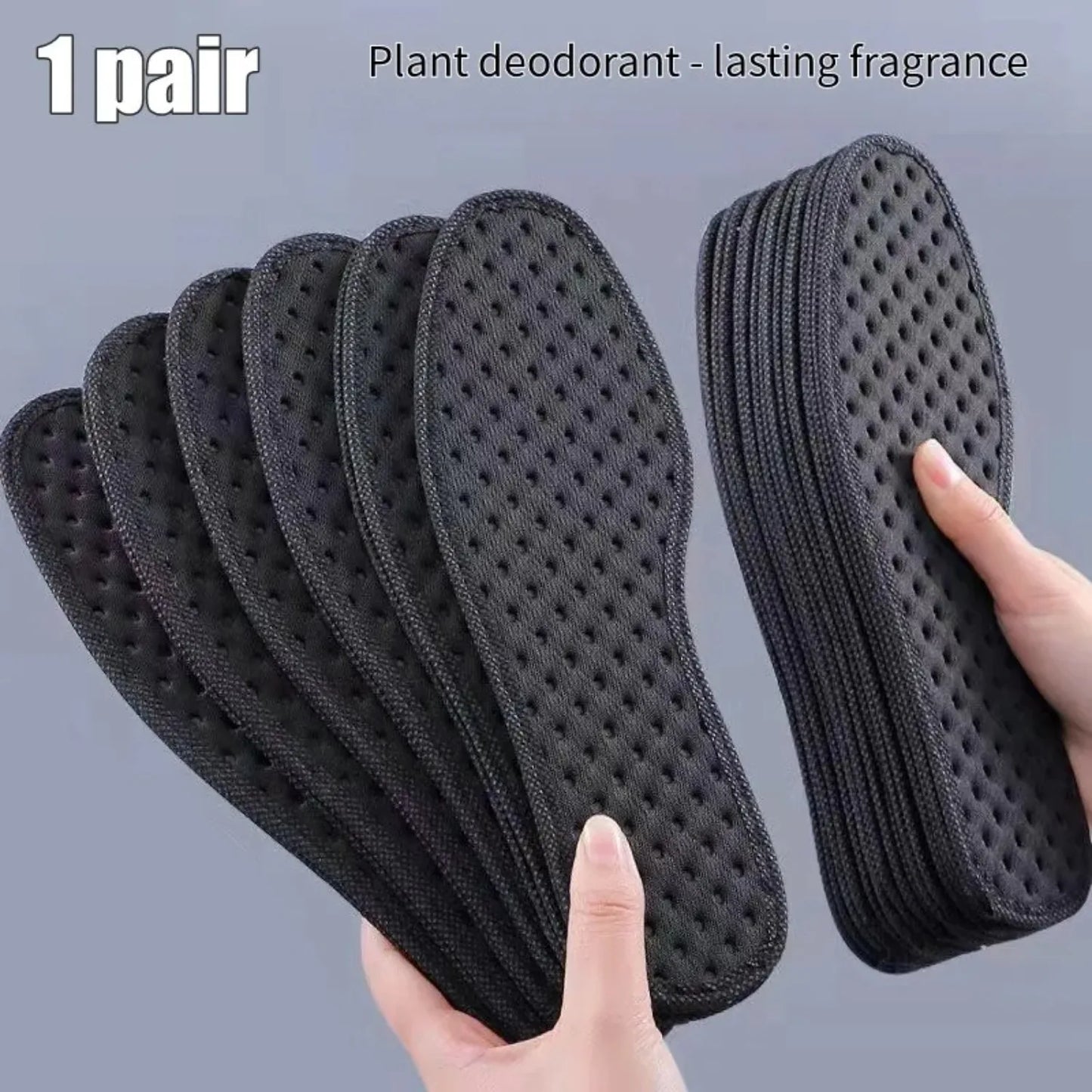 1 Pair Bamboo Charcoal Antibacterial Insoles Plant Deodorant Thick Shock Absorbing for Running Sports Beauty Trend Shop
