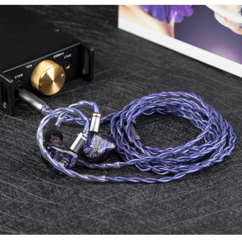 KBEAR Neon High-purity OFC Quad-cross IEM Headphone Cable 4 Core 3.5/4.4MM Balanced Replaceable HiFi Woven Structure Beauty World Shop