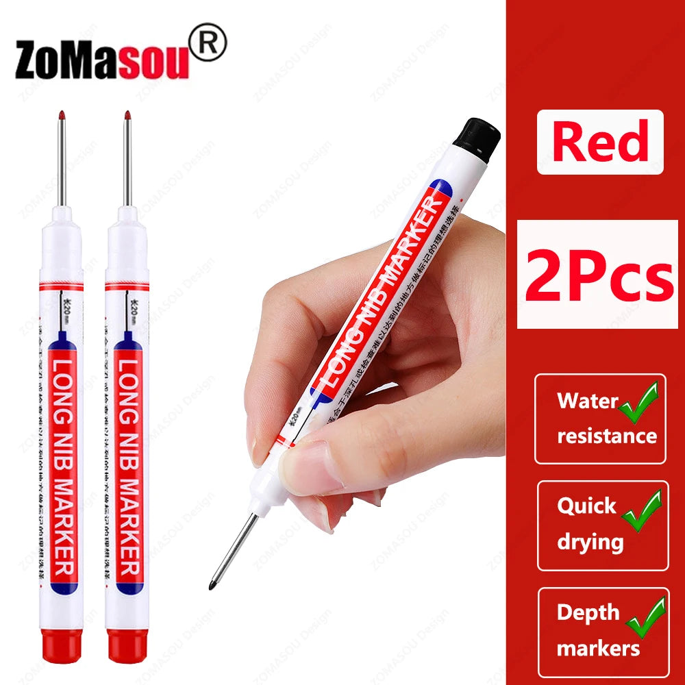1-100Pcs 2cm Waterproof Long Head Markers Deep Hole Marker Pen for Metal Carpenter Red/Black/Blue/Green Ink Woodworking Tools Beauty World Shop