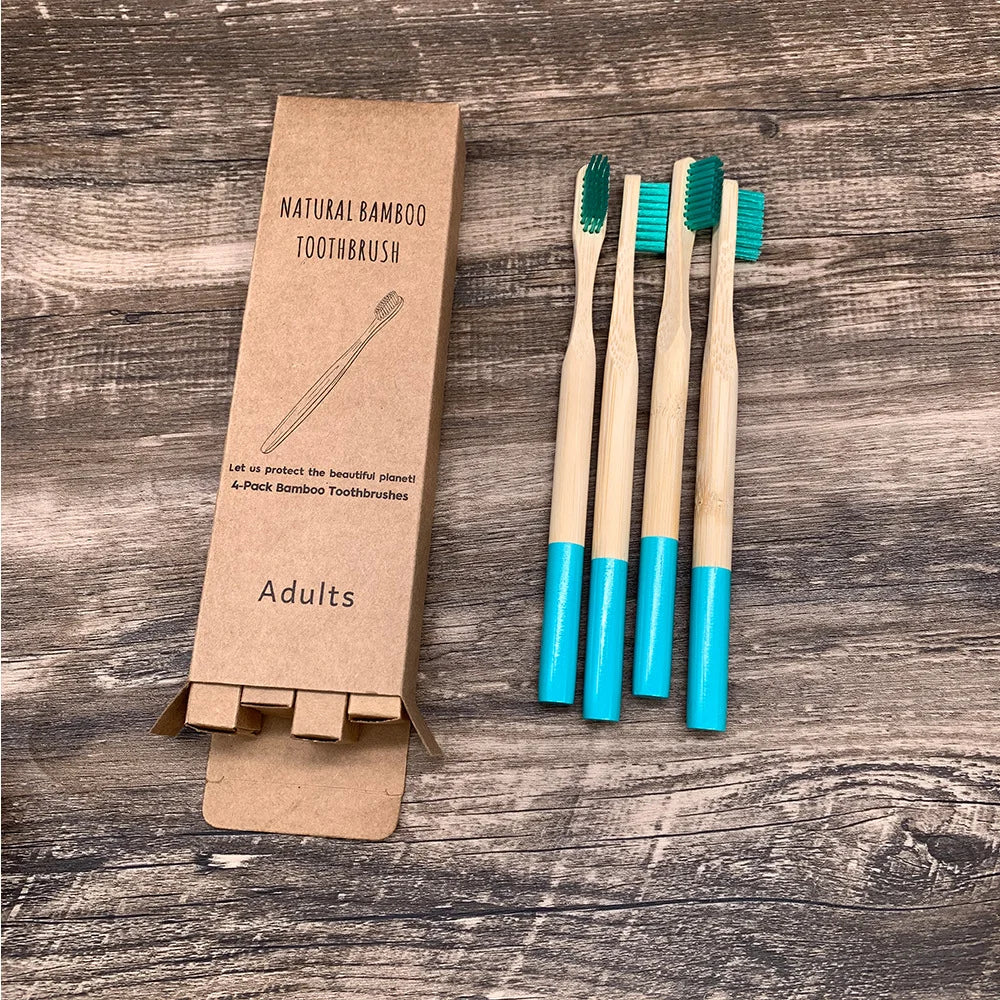 10pcs Round Handle Adult & Children Natural Eco Friendly Travel Tooth Teeth Brush Bamboo Toothbrush With Medium Hard Bristlesth Beauty World Shop