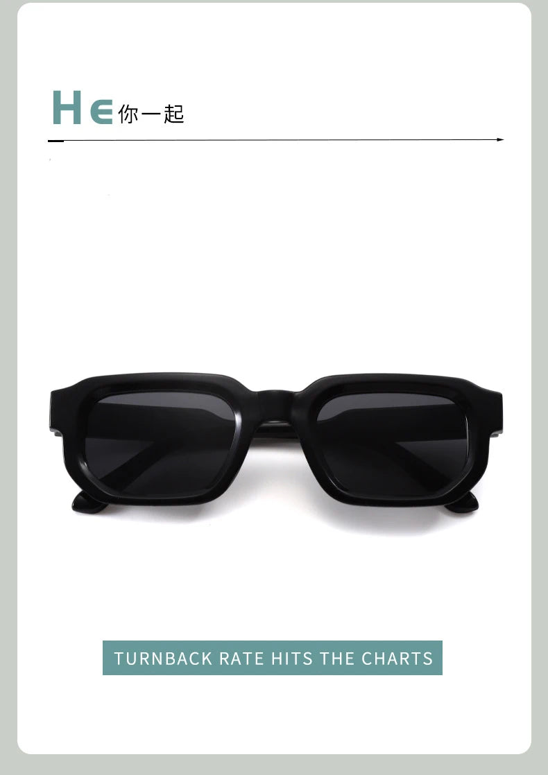 New Retro Rectangular Frame Sunglasses - Fashionable Retro Sunglasses With Uv400 Protection3007 Beauty World Shop