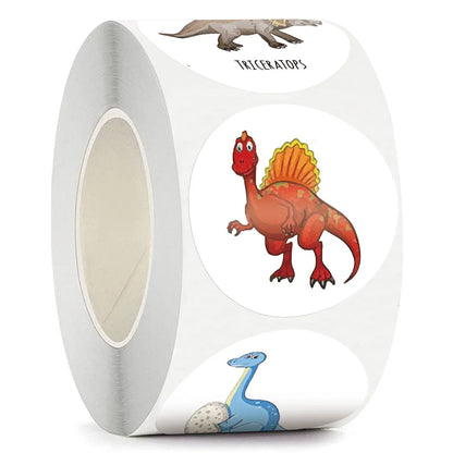 100-500pcs 1'' Round Dinosaur Stickers for Teacher Reward Stickers School Supplies Animal Incentive Roll Sticker for Home Beauty World Shop