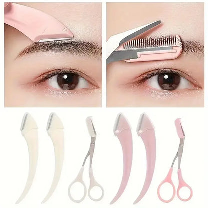 Eyebrow Trimmer Set, Curved Eyebrow Razor, Eyebrow Scissors With Comb, Convenient Easy Beauty Tools For Beginners Beauty World Shop