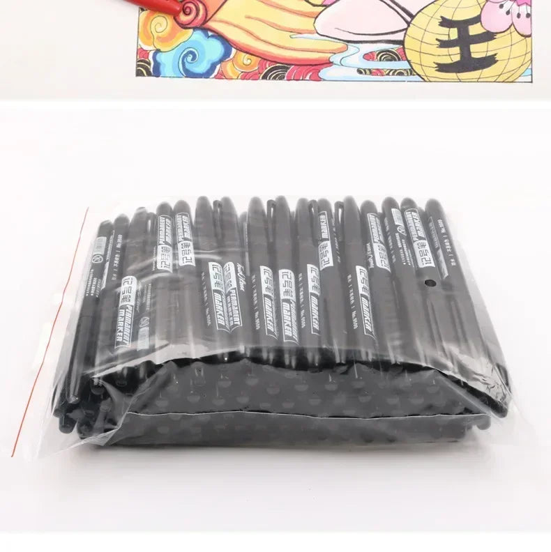 6-20PCs/Set PermanentMarker Pen Fine Point Waterproof Markers Thin Nib Crude Nib Black Blue Red Ink 1.5mm Fine Color Marker Pens Beauty World Shop