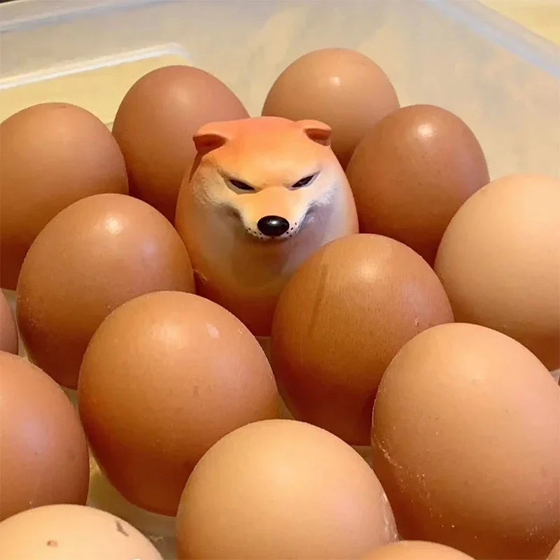 Creative Shiba Inu Realistic Egg Shape PVC Desk Decor Dog & Egg Union Decorations For Home Offices Fun Christmas Gifts Beauty World Shop