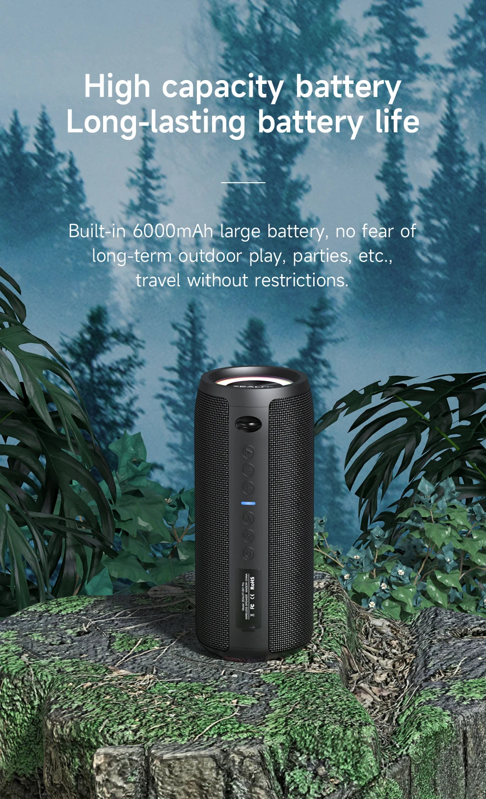 ZEALOT-S51Pro 40W High-power Bluetooth Speaker 3D Stereo Bass Bluetooth Speaker Portable IPX5 Waterproof Suitable TWS Boom Box