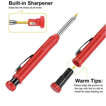2.8mm Solid Carpenter Mechanical Pencil with Sharpener for Woodworking Construction Long Head Carpenter Pencil Stationery Supply Beauty World Shop