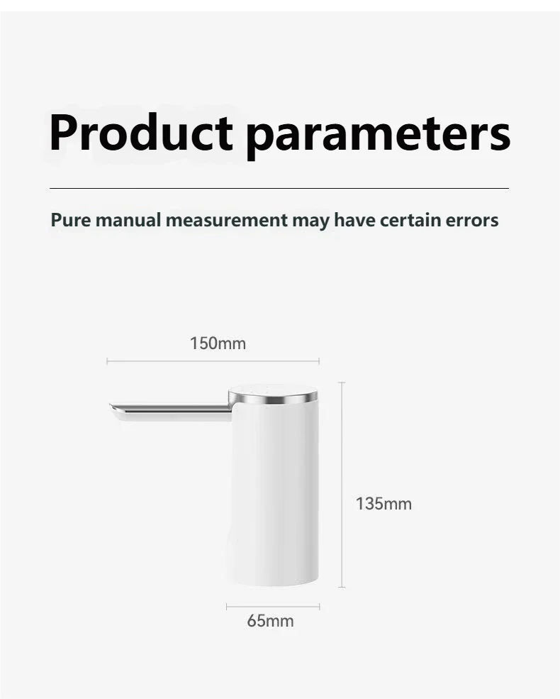 HOMEFISH Electric Water Bottle Pump 1200mAh Type C Rechargeable with LED Display Automatic Touch Button 3 Quantitative Settings Beauty World Shop